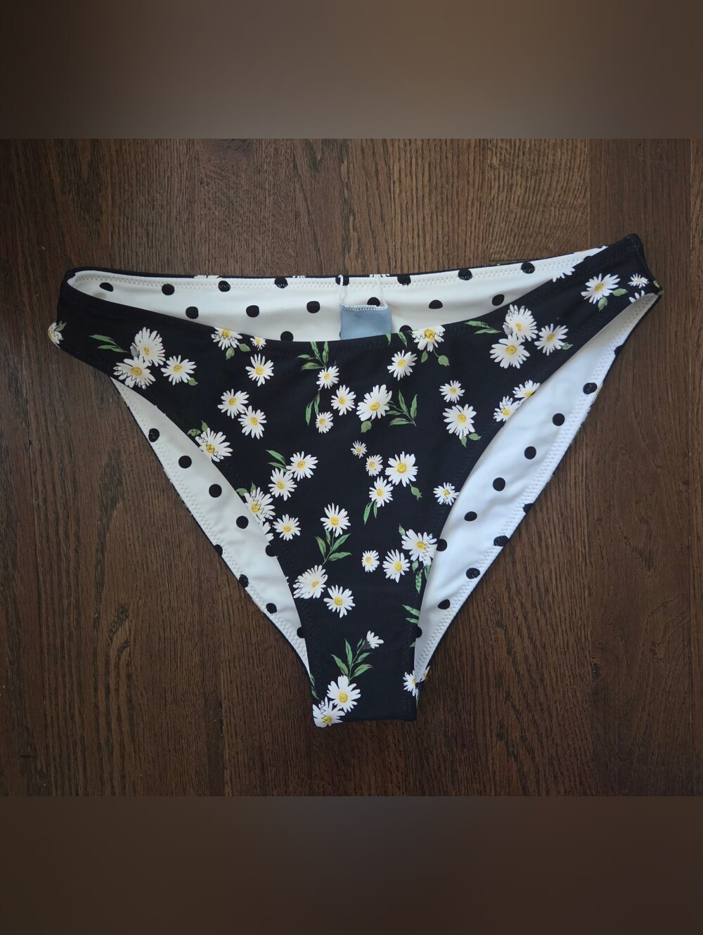 New Shade & Shore Womens Small 4/6 Reversible Daisy/Polkadot Swim Bottoms